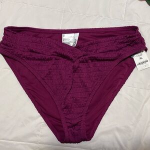 Bar III Smocked Bikini Bottoms in Plum Purple